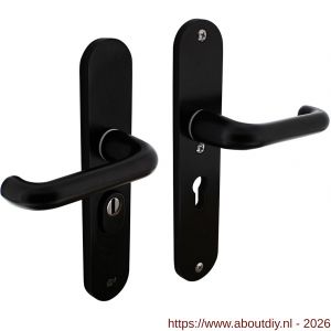 Intersteel Living 3797 SKG3 veiligheidsbeslag ovaal 250x50 mm kruk-kruk Rond met veerconstructie profielcilindergat 55 mm met kerntrekbeveiliging zwart - A26008290 - afbeelding 1