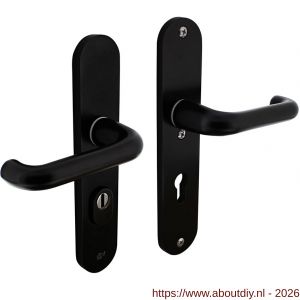 Intersteel Living 3797 SKG3 veiligheidsbeslag ovaal 250x50 mm kruk-kruk Rond met veerconstructie profielcilindergat 72 mm met kerntrekbeveiliging zwart - A26008291 - afbeelding 1