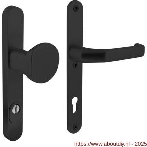 Intersteel Living 3798 SKG3 veiligheidsbeslag ovaal smal 250x35 mm greep-kruk Verkropt met veerconstructie profielcilindergat 92 mm met kerntrekbeveiliging zwart - A26009938 - afbeelding 1