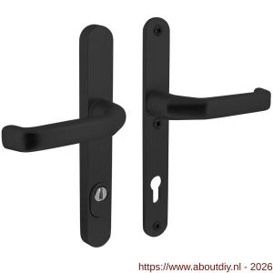 Intersteel Living 3799 SKG3 veiligheidsbeslag ovaal smal 250x35 mm kruk-kruk Verkropt met veerconstructie profielcilindergat 92 mm met kerntrekbeveiliging zwart - A26009939 - afbeelding 1