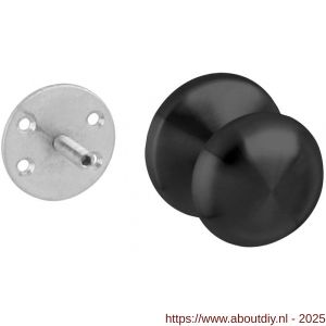 Intersteel Living 3930 voordeurknop Paddenstoel diameter 58 mm op achterplaat diameter 66 mm éénzijdige montage structuur zwart - A26007420 - afbeelding 1