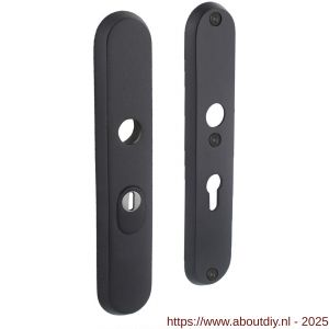 Intersteel 3961 SKG3 veiligheidsschilden ovaal 250x50 mm profielcilindergat 55 mm met kerntrekbeveiliging structuur zwart - A26007030 - afbeelding 1