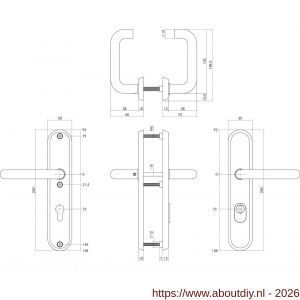 Intersteel Living 3961 SKG3 veiligheidsbeslag ovaal 250x50 mm kruk-kruk Rond profielcilindergat 72 mm met kerntrekbeveiliging structuur zwart - A26008296 - afbeelding 2