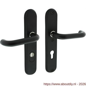 Intersteel Living 3961 SKG3 veiligheidsbeslag ovaal 250x50 mm kruk-kruk Rond profielcilindergat 92 mm met kerntrekbeveiliging structuur zwart - A26008297 - afbeelding 1