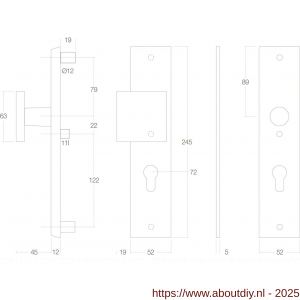 Intersteel 3962 SKG3 veiligheidsschilden rechthoekig 250x50 mm met greep profielcilindergat 72 mm met kerntrekbeveiliging structuur zwart - A26006808 - afbeelding 2