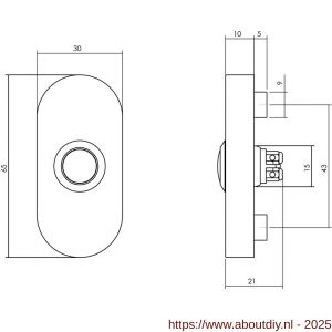 Intersteel Living 3990 beldrukker ovaal verdekt 65x30x10 RVS-mat zwart - A26006810 - afbeelding 2