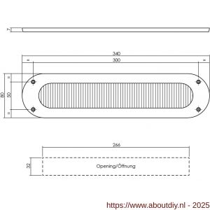 Intersteel Living 4015 tochtwering ovaal 340x80 mm structuur zwart - A26008308 - afbeelding 2
