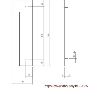 Intersteel Living 4021 huisnummer 1 XL hoogte 300 mm RVS structuur zwart - A26009177 - afbeelding 2