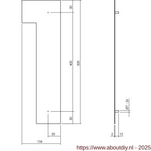Intersteel Living 4021 huisnummer 1 XXL hoogte 500 mm RVS structuur zwart - A26009187 - afbeelding 2