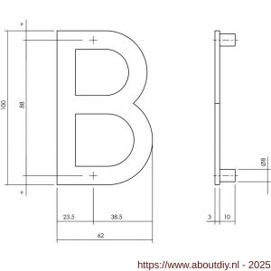 Intersteel Living 4026 huisletter B 100 mm RVS structuur zwart - A26009942 - afbeelding 2