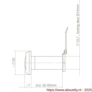 Intersteel Living 4055 deurspion 180 graden deurdikte 35-60 mm diameter 14 mm zwart - A26009946 - afbeelding 2