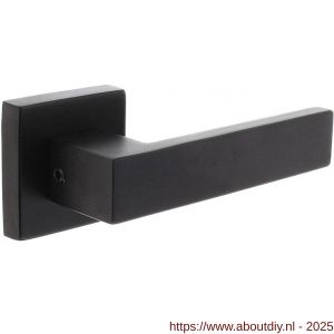 Intersteel Living 4057 set achterdeurbeslag vierkant Amsterdam met massieve rozetten structuur zwart - A26010660 - afbeelding 1