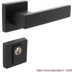 Intersteel Living 4057 set achterdeurbeslag vierkant Amsterdam met massieve rozetten en SKG3 veiligheidsrozetten structuur zwart - A26010661 - afbeelding 1