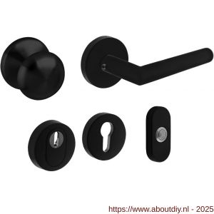 Intersteel Living 4057 set voordeurbeslag rond voordeurknop SKG rozetten deurbel en deurkruk op rozet structuur zwart - A26009949 - afbeelding 1