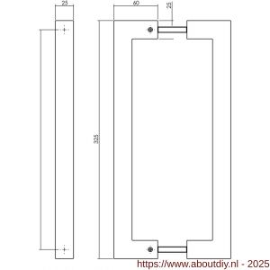 Intersteel Living 4330 deurgrepen per paar vierkant 325x60x25 mm hart op hart 300 mm RVS structuur zwart - A26010331 - afbeelding 2