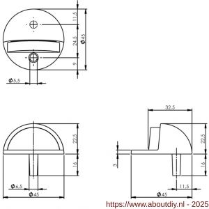 Intersteel Living 4420 deurstop bolrond diameter 45x22 mm vloermontage zwart - A26000979 - afbeelding 2