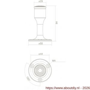 Intersteel Living 4420 deurstop recht diameter 55x85 mm wandmontage zwart - A26000980 - afbeelding 2