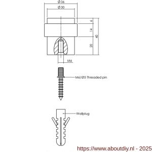 Intersteel Living 4420 deurstop diameter 30x40 mm vloermontage zwart - A26009196 - afbeelding 2
