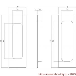 Intersteel Living 4476 schuifdeurkom rechthoekig 120x40 mm verdekt zwart - A26008310 - afbeelding 2