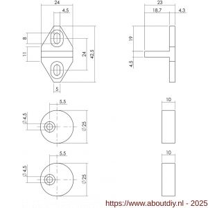 Intersteel Living 4501 set geleide- en afstandhouders voor schuifdeursysteem met bevestiging zwart - A26008313 - afbeelding 2
