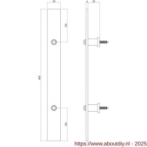 Intersteel Living 4501 deurgreep plat 800x40 mm voor schuifdeur mat zwart - A26007752 - afbeelding 2