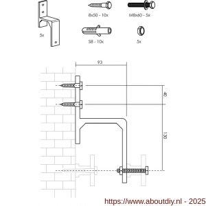 Intersteel Living 4501 set van 5 wandsteunen voor parallel geplaatste schuifdeuren mat zwart - A26008322 - afbeelding 2