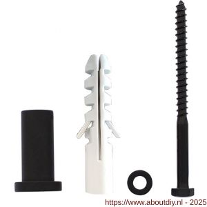 Intersteel Living 4501 set van 5 verlengde ronde steunen 50 mm voor rail schuifdeursysteem mat zwart - A26008323 - afbeelding 1
