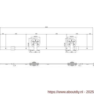 Intersteel Living 4501 schuifdeursysteem 2x1 meter met hangrollen spaakwiel top 170 mm zwart - A26008324 - afbeelding 2