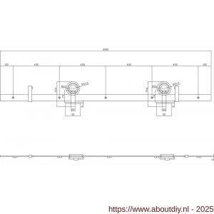 Intersteel Living 4501 schuifdeursysteem 2x1 meter met hangrollen open wiel top 155 mm zwart - A26008326 - afbeelding 2