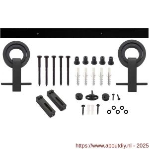 Intersteel Living 4501 schuifdeursysteem 2x1 meter met hangrollen open wiel top 155 mm zwart - A26008326 - afbeelding 1