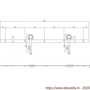 Intersteel Living 4501 schuifdeursysteem 2x1 meter met hangrollen open wiel 255 mm zwart - A26008327 - afbeelding 2