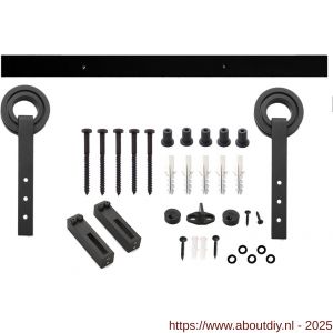 Intersteel Living 4501 schuifdeursysteem 2x1 meter met hangrollen open wiel 255 mm zwart - A26008327 - afbeelding 1
