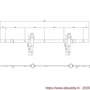 Intersteel Living 4501 schuifdeursysteem 2x1 meter met hangrollen pijlvorm 290 mm zwart - A26008328 - afbeelding 2