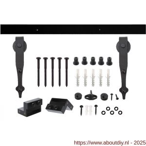 Intersteel Living 4501 schuifdeursysteem 2x1 meter met hangrollen pijlvorm 290 mm zwart - A26008328 - afbeelding 1
