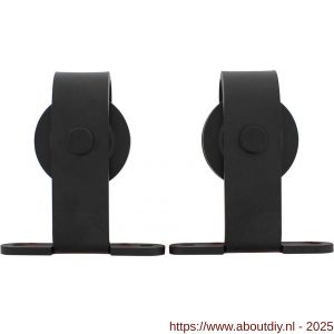 Intersteel Living 4501 set van 2 rollers recht 130 mm voor schuifdeursysteem 450100 met bevestiging staal mat zwart - A26008329 - afbeelding 1