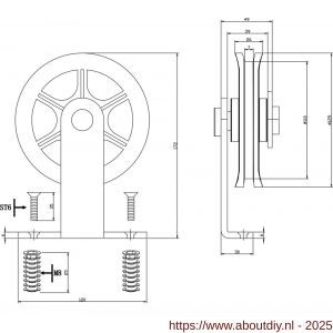 Intersteel Living 4501 set van 2 rollers spaakwiel 170 mm voor schuifdeursysteem 450120 met bevestiging staal mat zwart - A26008330 - afbeelding 2