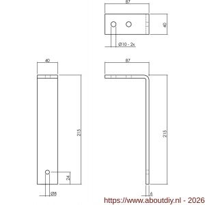 Intersteel Living 4501 set van 5 plafondbeugels 216 mm voor schuifdeursysteem 2 m staal mat zwart - A26009201 - afbeelding 2