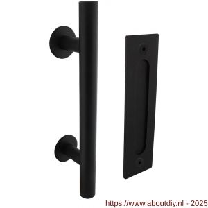 Intersteel Living 4501 deurgreep T-vorm diameter 25x305 mm met schuifdeurkom 220x60 mm zwart - A26009482 - afbeelding 1