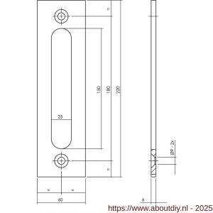 Intersteel Living 4501 schuifdeurkom rechthoekig opschroevend 220x60x6 mm zwart - A26009953 - afbeelding 2