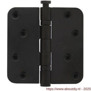 Intersteel Living 4625 kogellagerscharnier afgerond 3.5 inch 89x89x2.5 mm CE EN 1935:2002 met schroeven RVS zwart - A26008338 - afbeelding 1
