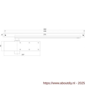 Intersteel Living 4801 deurdranger 124 met glijarm 207x55x40 mm zwart - A26008339 - afbeelding 2