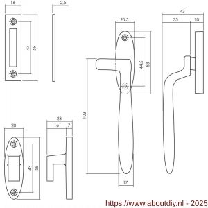 Intersteel Living 5614 raamsluiting Dudok rechts met sluitplaat en sluithaak zwart - A26009207 - afbeelding 2