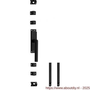 Intersteel Living 5620 set kruk-espagnolet rechts Hoek 90 graden diameter 19 mm incl stangenset 2x 1245 mm RVS zwart - A26010120 - afbeelding 1
