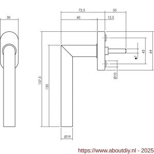 Intersteel Living 6156 raamkruk Jura op stalen ovaal rozet stift 7x35 mm RVS zwart - A26010335 - afbeelding 2