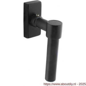 Intersteel Living 6156 raamkruk L-vorm recht op stalen rechthoekige rozet stift 7x35 mm RVS structuur zwart - A26010338 - afbeelding 1