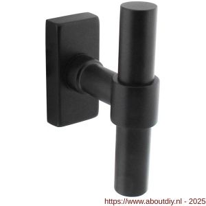 Intersteel Living 6156 raamkruk T-vorm recht op stalen rechthoekige rozet stift 7x35 mm RVS structuur zwart - A26010339 - afbeelding 1