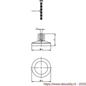 Intersteel 8479 meubelknop rond groot diameter 44 mm mat zwart - A26004144 - afbeelding 2