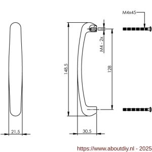 Intersteel Living 8753 meubelgreep met bolle voet 128 mm zwart - A26004408 - afbeelding 2