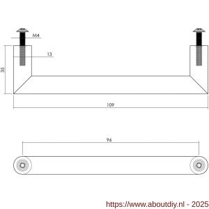 Intersteel Living 8926 meubelgreep hoek 90 graden diameter 13x109 mm boormaat 96 mm zwart - A26009221 - afbeelding 2
