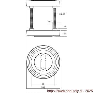 Intersteel 3178 sleutelrozetten verdekt met rillen diameter 55x10 mm en nokken gebruineerd - A26011338 - afbeelding 1